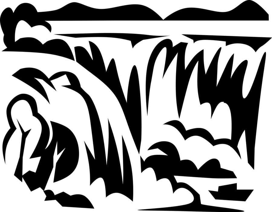Transparent Niagara Falls Clipart - Waterfall Graphic Black And White, HD Png Download PNG with transparent background
