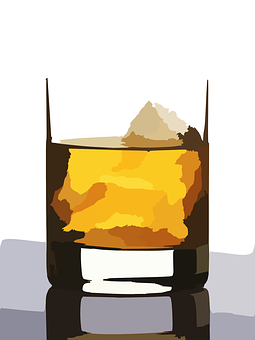 Stylized Whiskey Glass Artwork PNG with transparent background