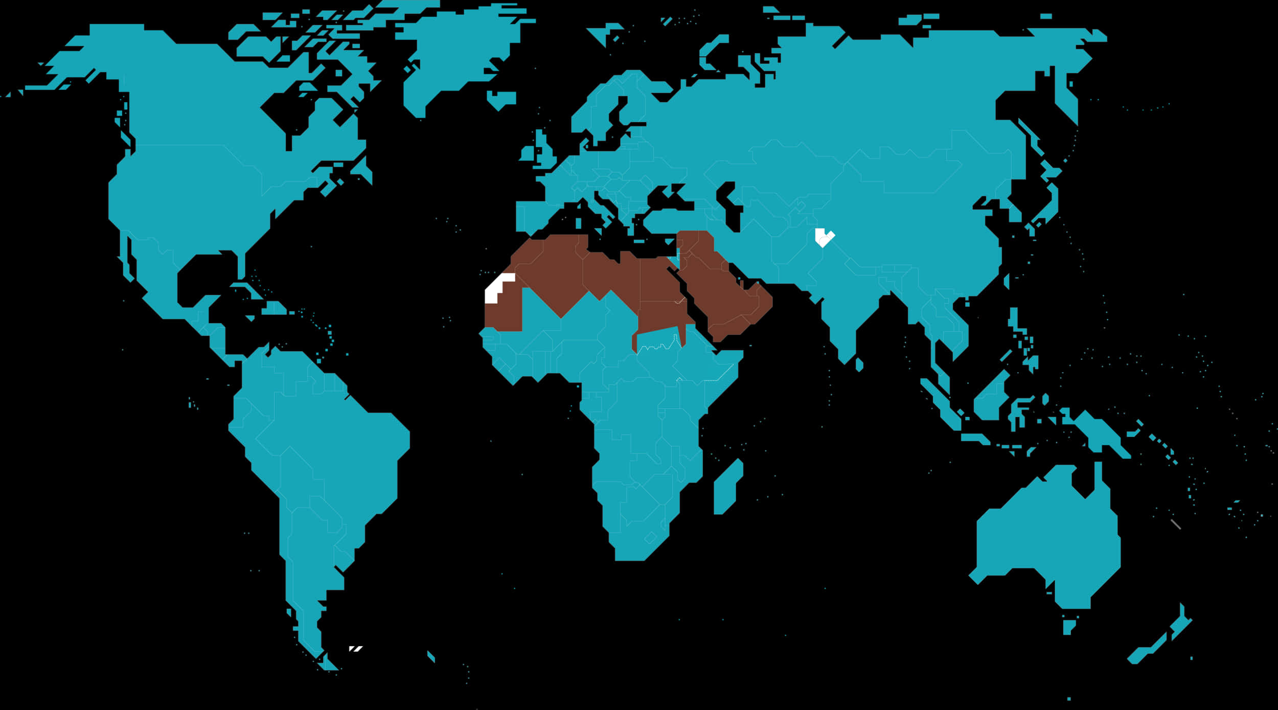 Stylized World Map Highlighted Regions