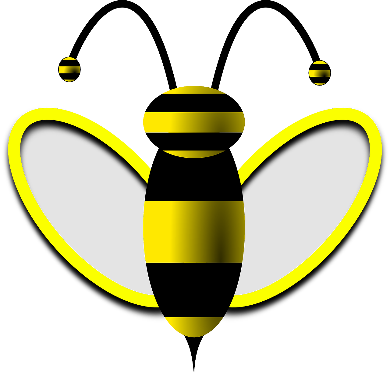 Stylized Yellow Black Wasp Graphic PNG with transparent background