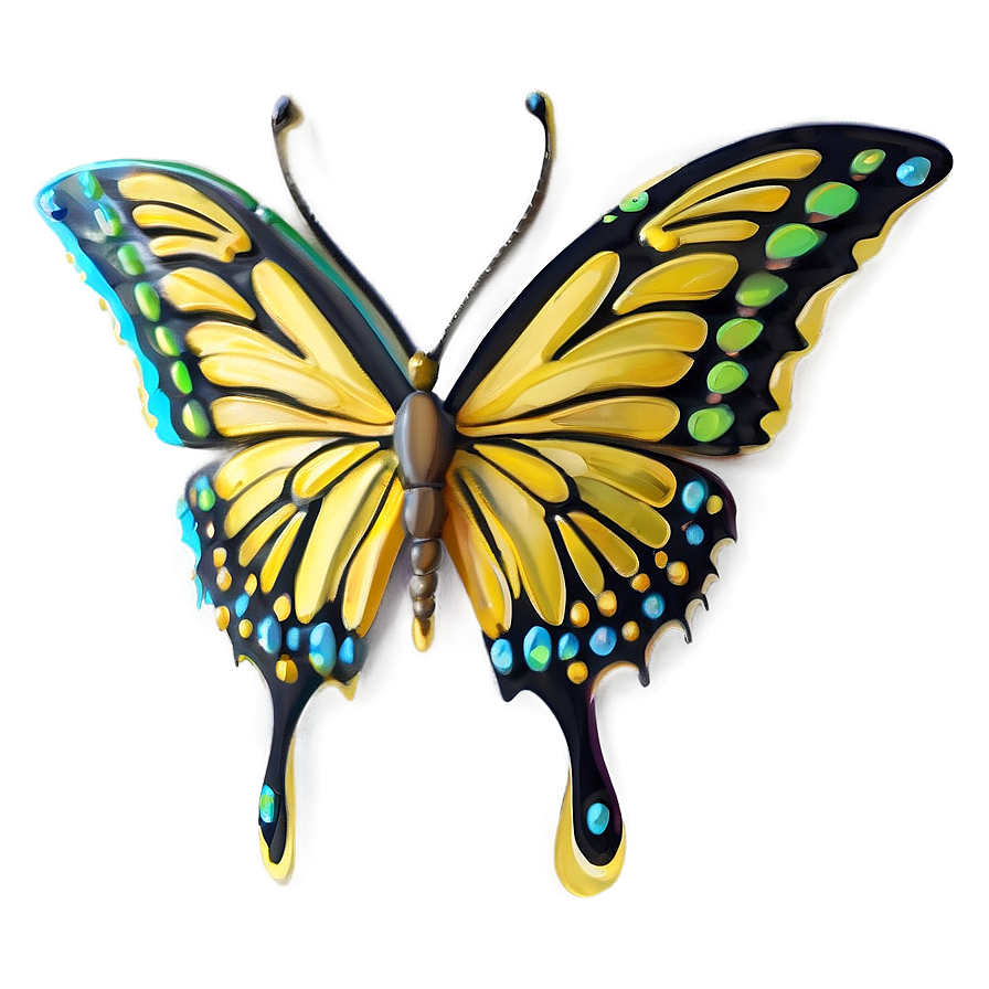 Stylized Yellow Butterfly Png 06292024