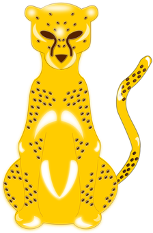 Stylized Yellow Cheetah Illustration PNG with transparent background