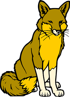 Stylized Yellow Fox Illustration PNG with transparent background