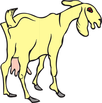 Stylized Yellow Goat Illustration PNG with transparent background