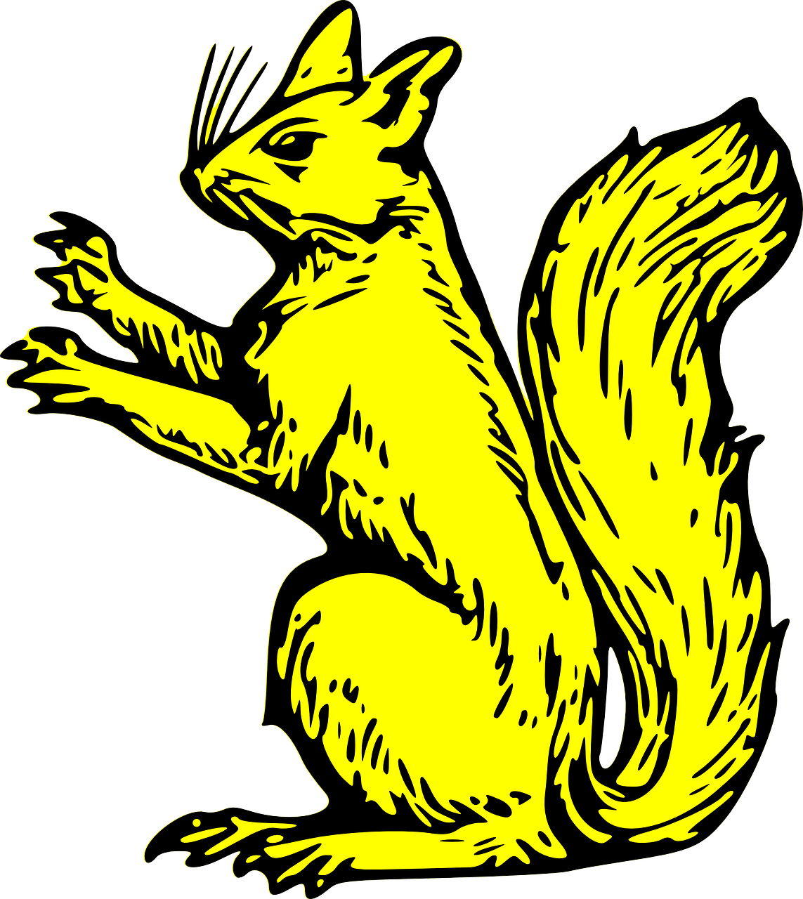 Stylized Yellow Squirrel Illustration PNG with transparent background