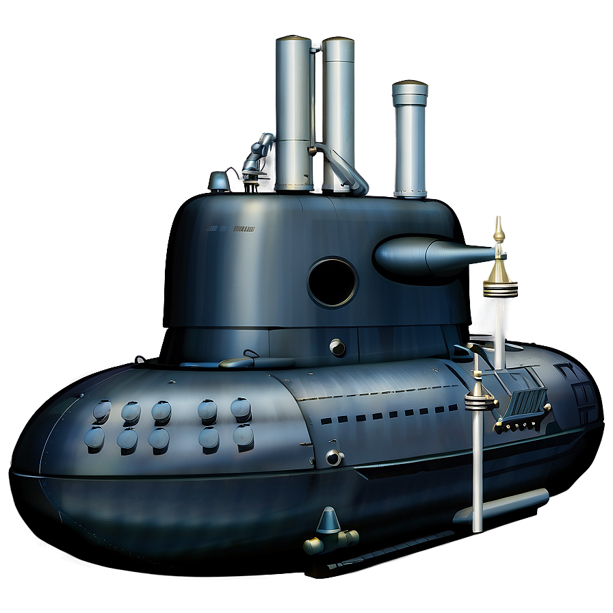 Submarine with Periscope PNG hji95 PNG with transparent background