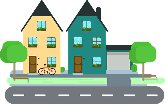 Suburban Nighttime Vector Illustration PNG with transparent background