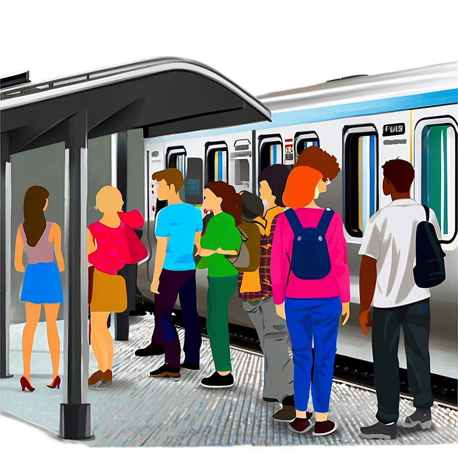 Subway Platform Crowd PNG rnp37 PNG with transparent background