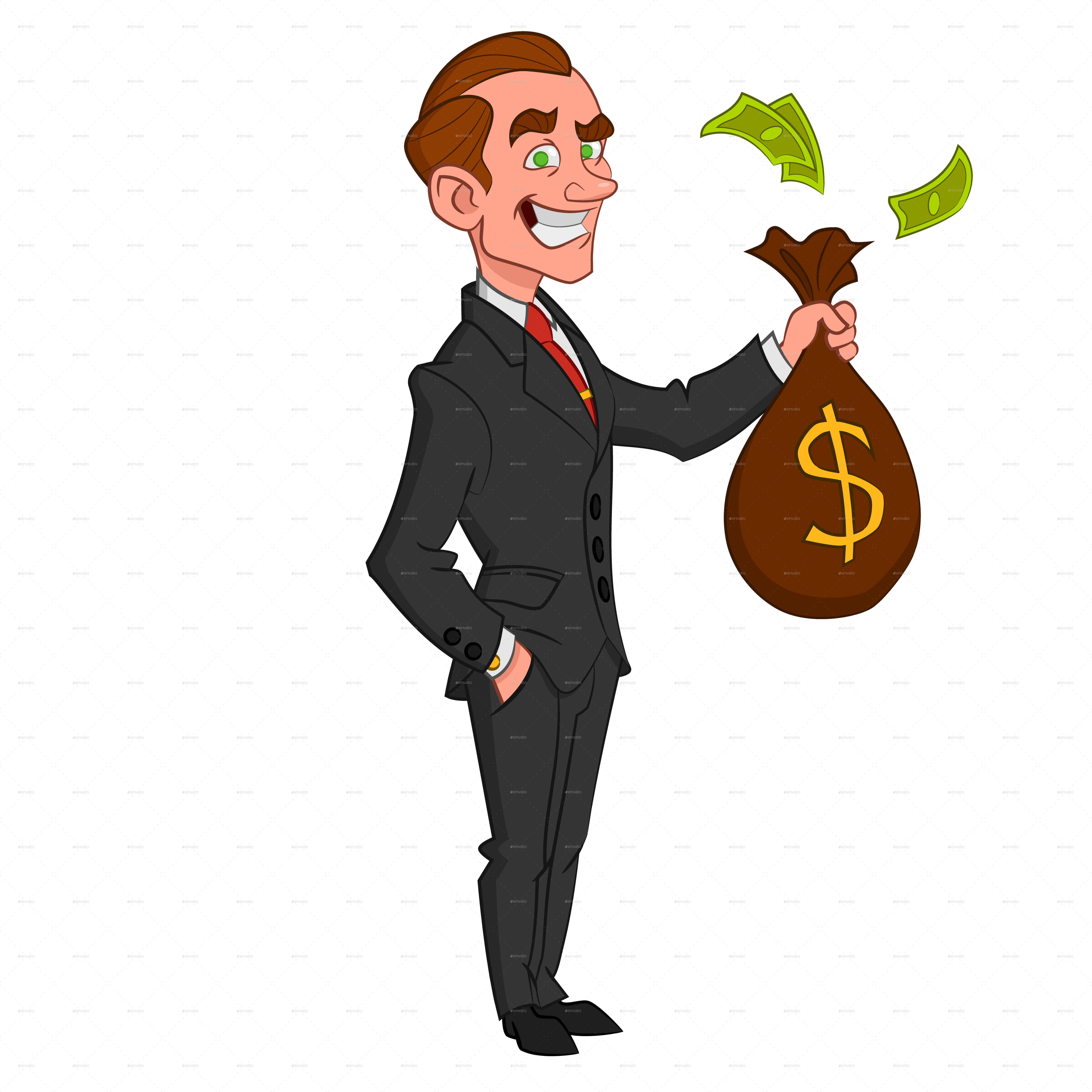 Successful Businessman Holding Money Bag