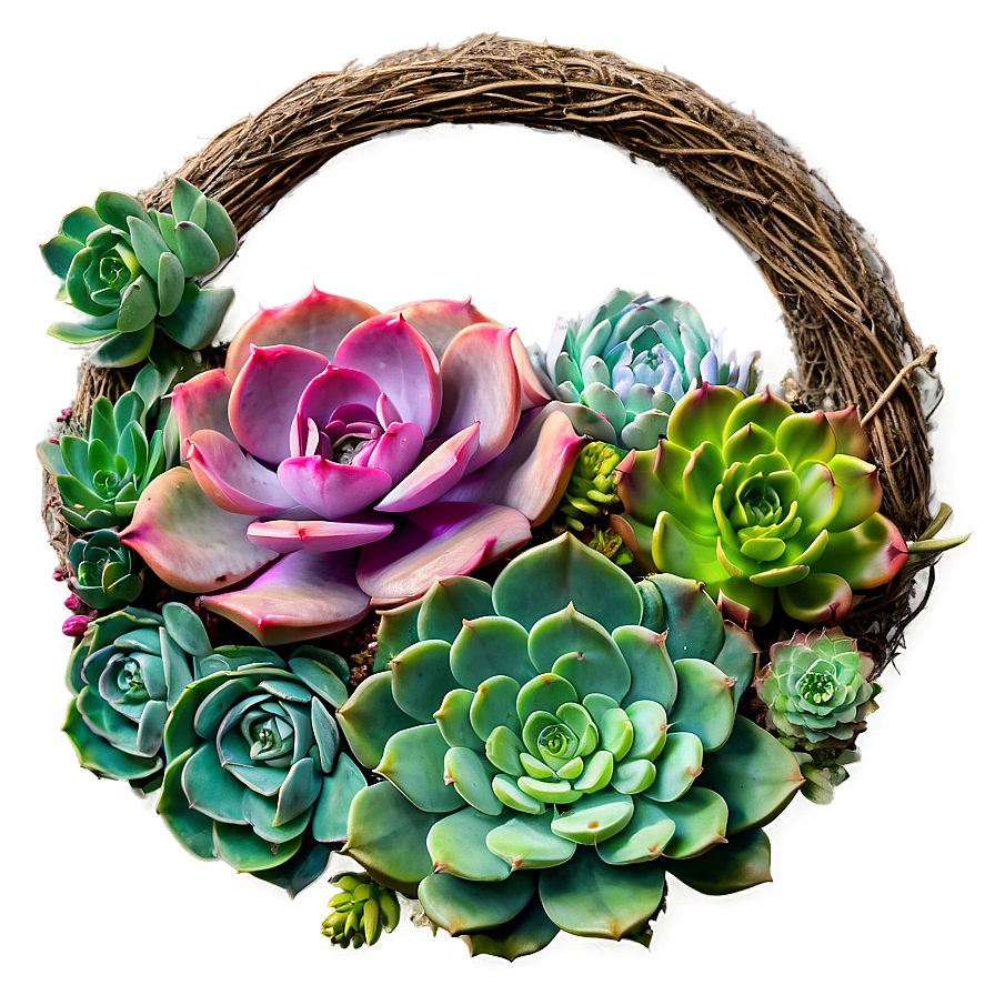 Succulent Garden Wreath Png Xrc27