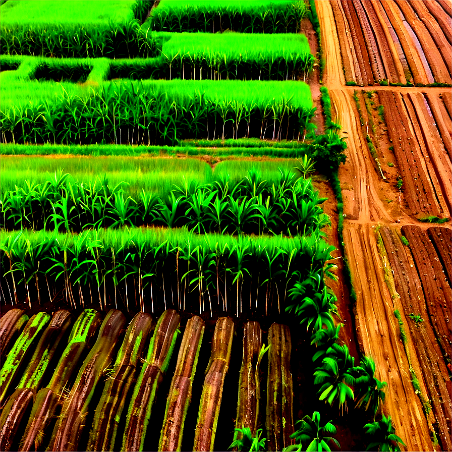 Sugarcane Field Aerial View Png Bmo59