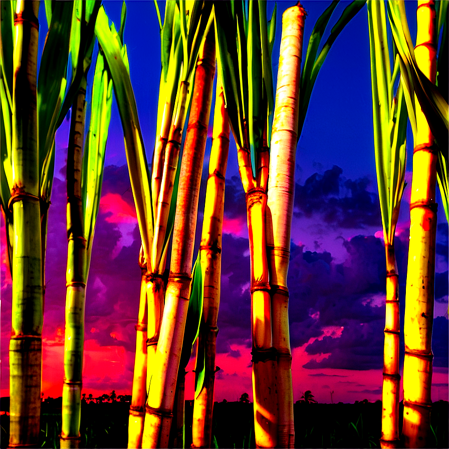 Sugarcane Field At Sunset Png 4