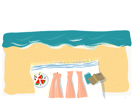 Summer Beach Essentials PNG with transparent background