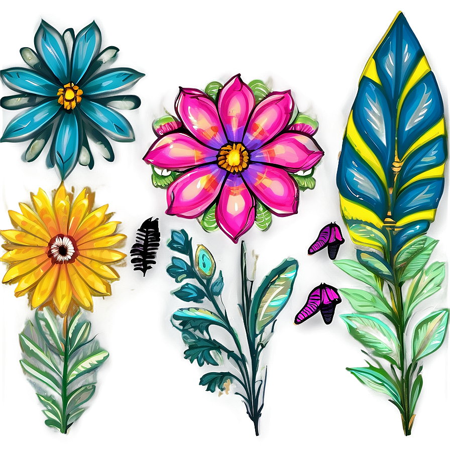 Summer Boho Flowers Png 92