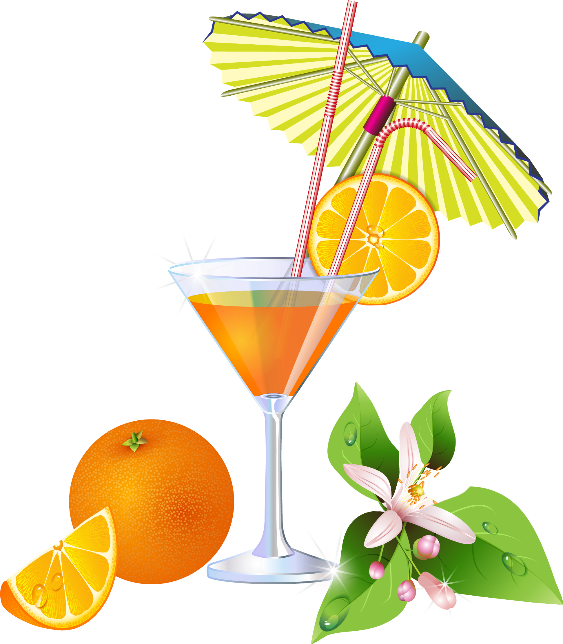 Summer Cocktail Clipart Orange Drink