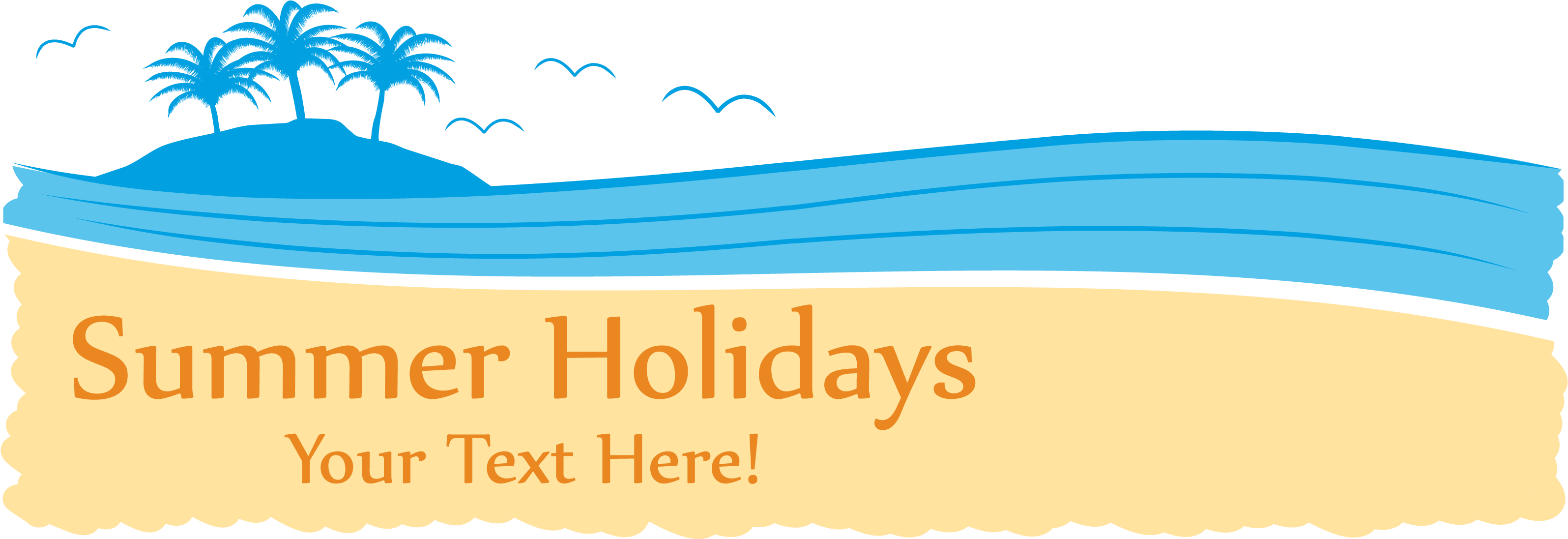 Summer Holidays Banner Island Theme PNG with transparent background