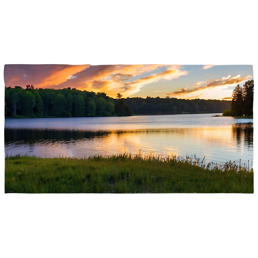 Summer Sunset Over Lake Photo Png 99