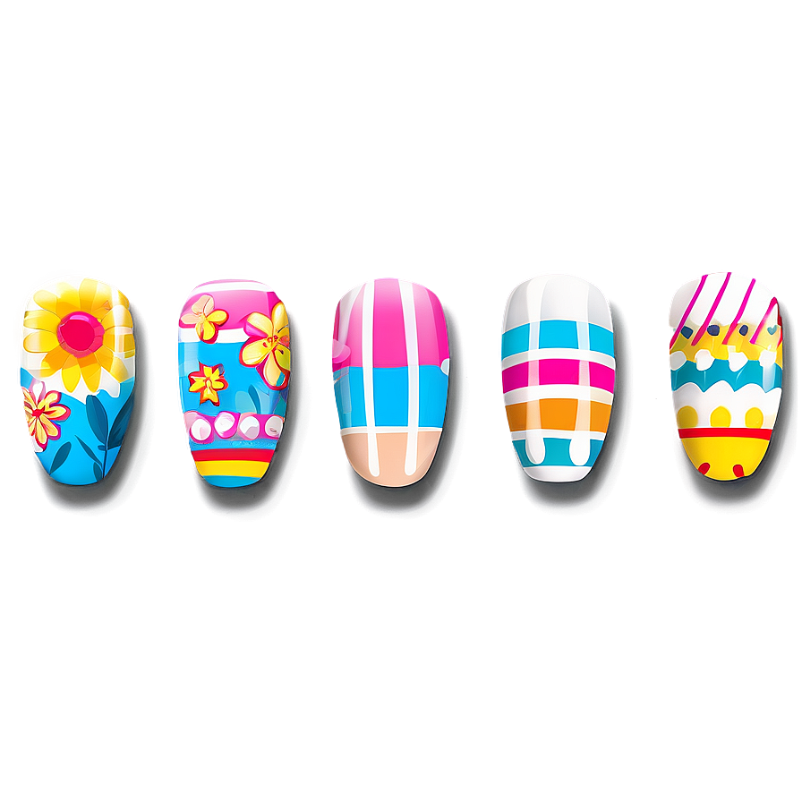 Summer Vibes Fake Nails Png Msh40