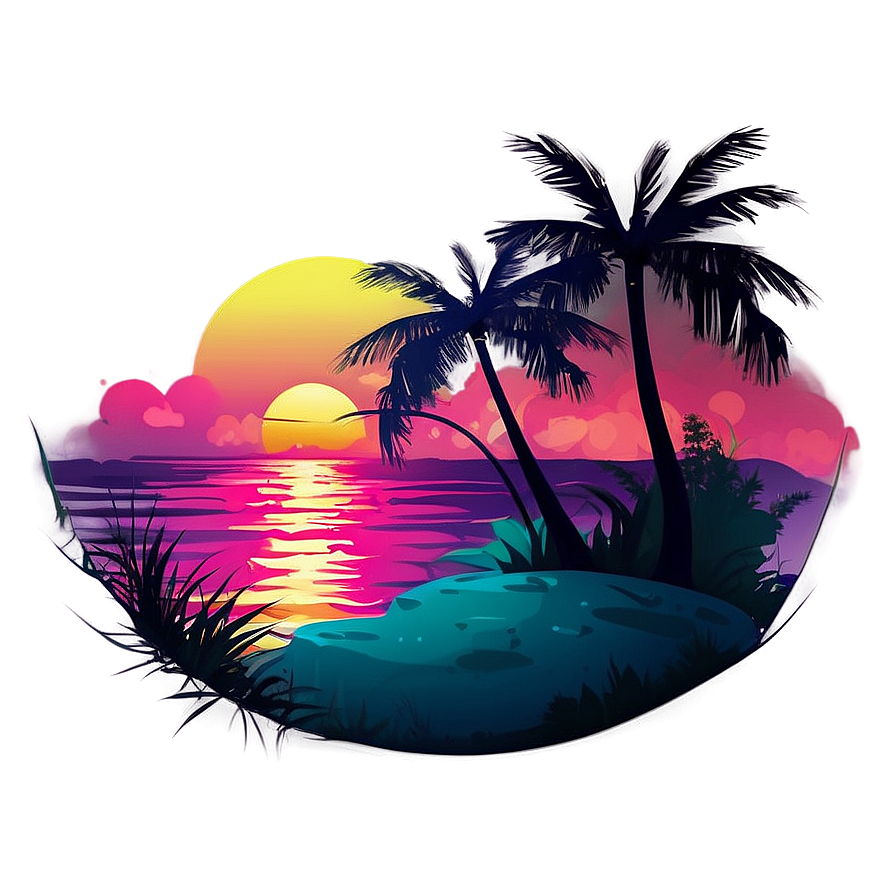 Summer Vibes Sunset Illustration Png Bdy