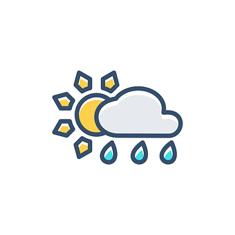 Sun Behind Cloud Rain Weather Icon