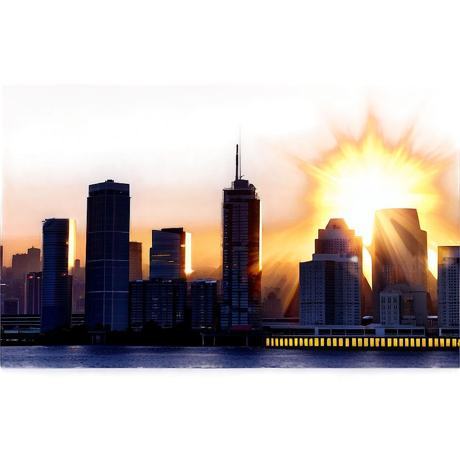 Sun Flare Cityscape Png Aru