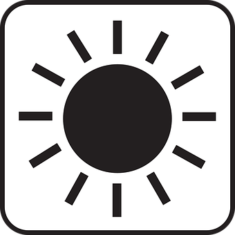 Sun Icon Simple Blackand White PNG with transparent background