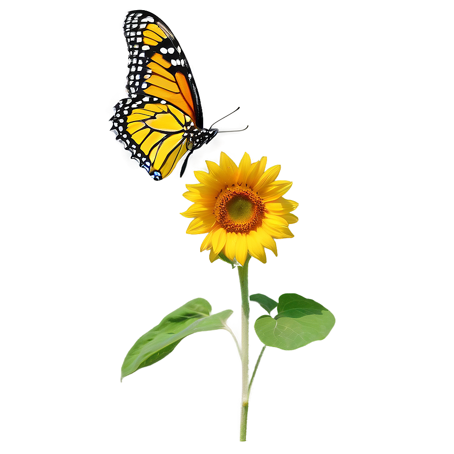 Sunflower And Butterfly Png Bos