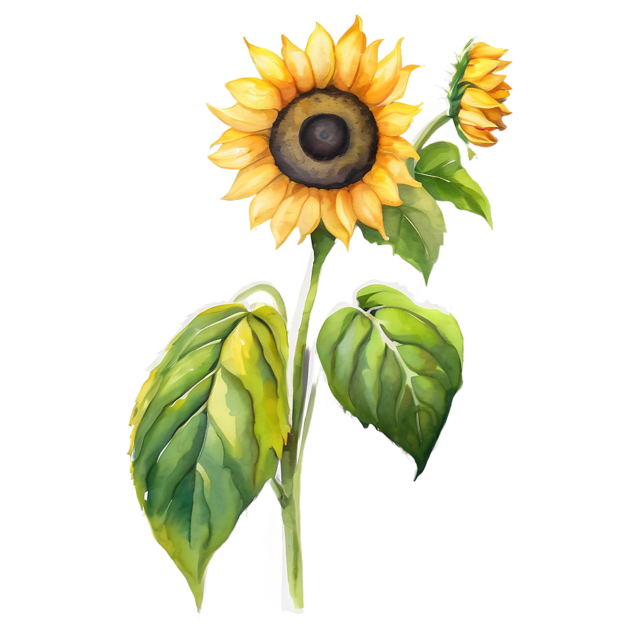 Sunflower Beauty Watercolor Art Png Qqt