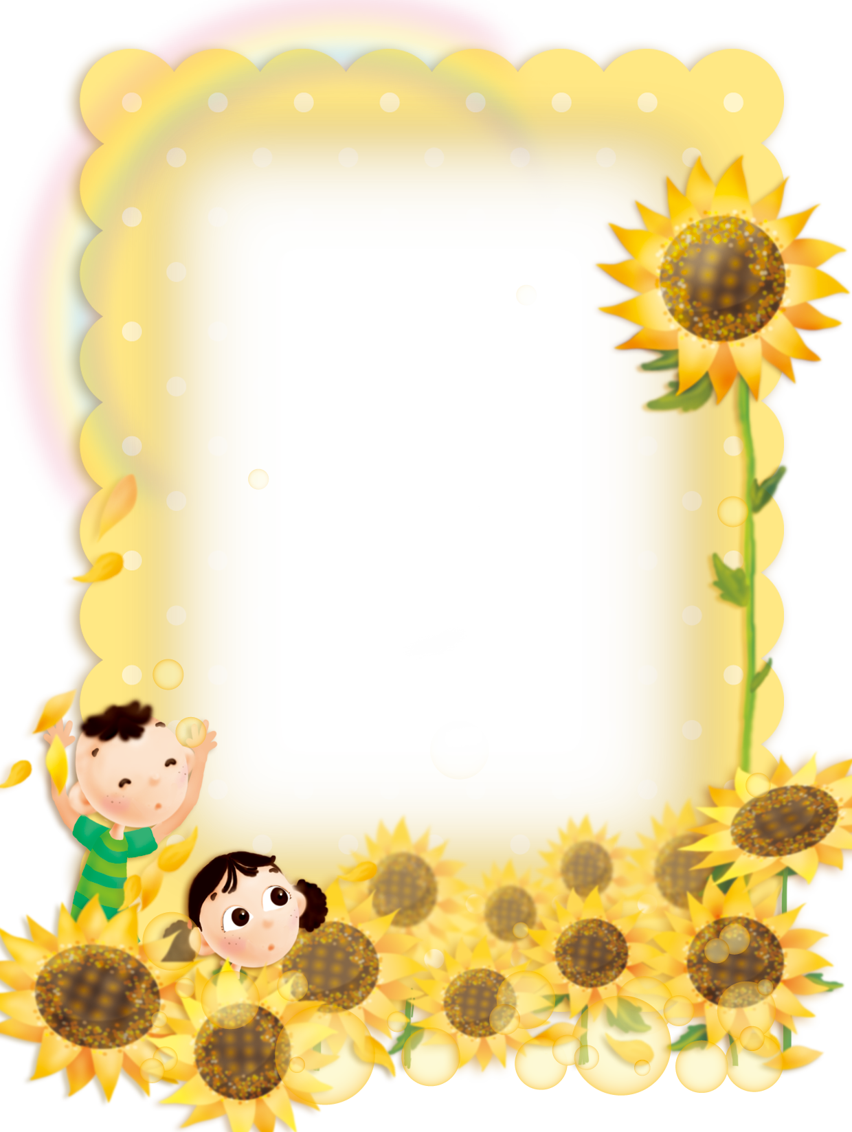 Sunflower Framewith Cartoon Children