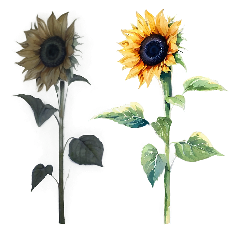 Sunflower In Watercolor Style Png 16