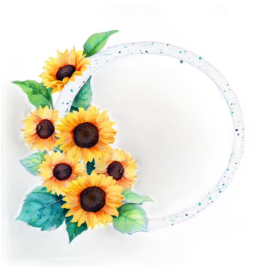 Sunflower Watercolor Border Frame Png 06272024