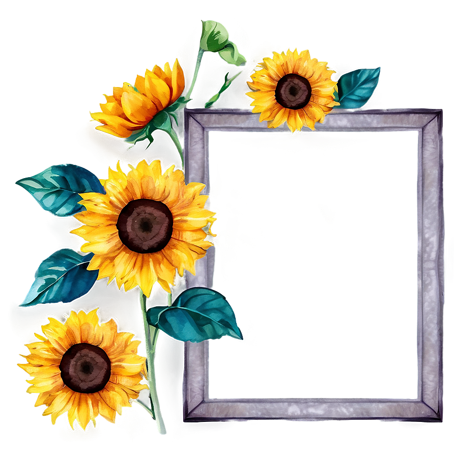 Sunflower Watercolor Border Frame Png 06272024