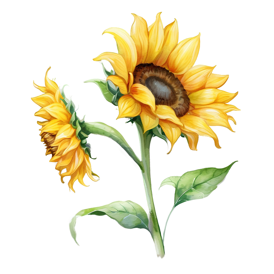 Sunflower Watercolor Illustration Png Egv67