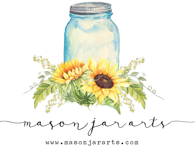 Sunflowerand Mason Jar Watercolor Clipart