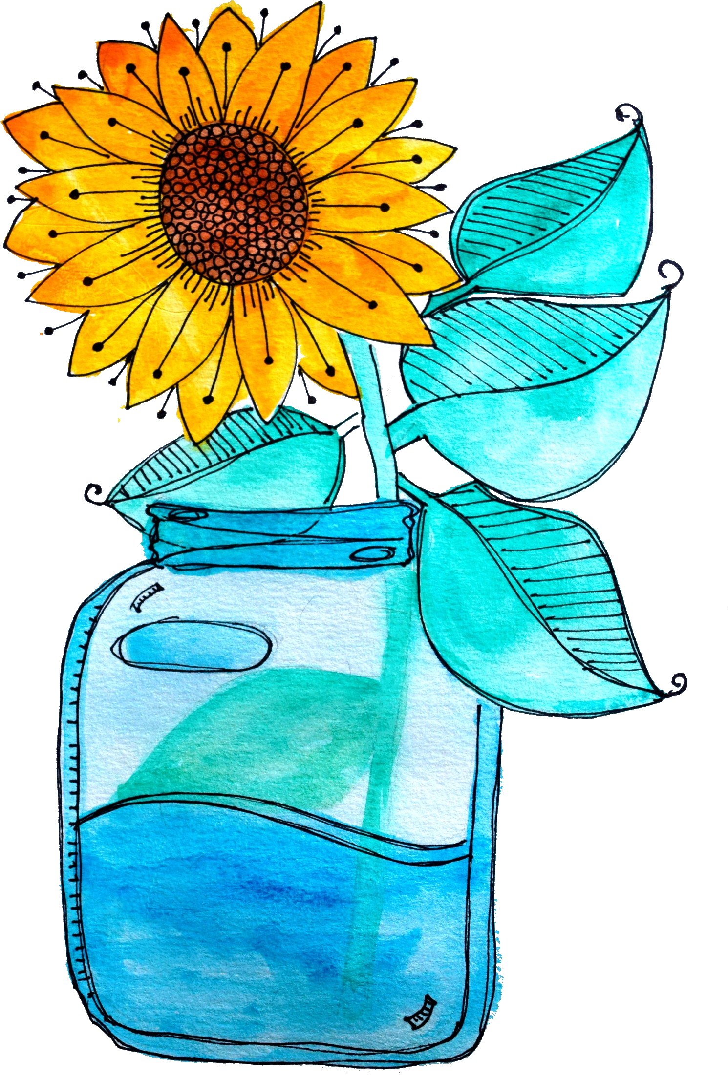 Sunflowerin Mason Jar Clipart