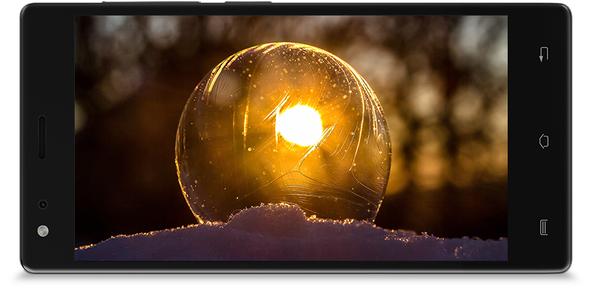 Sunlit Soap Bubbleon Snow