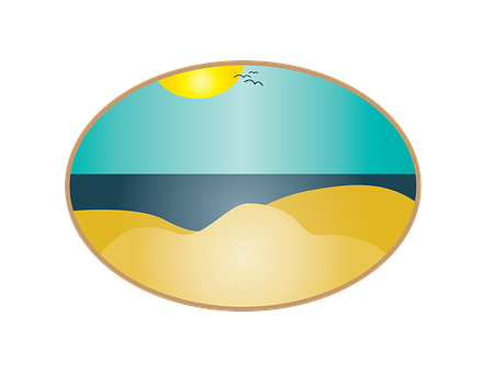 Sunny Beach Vector Illustration PNG with transparent background