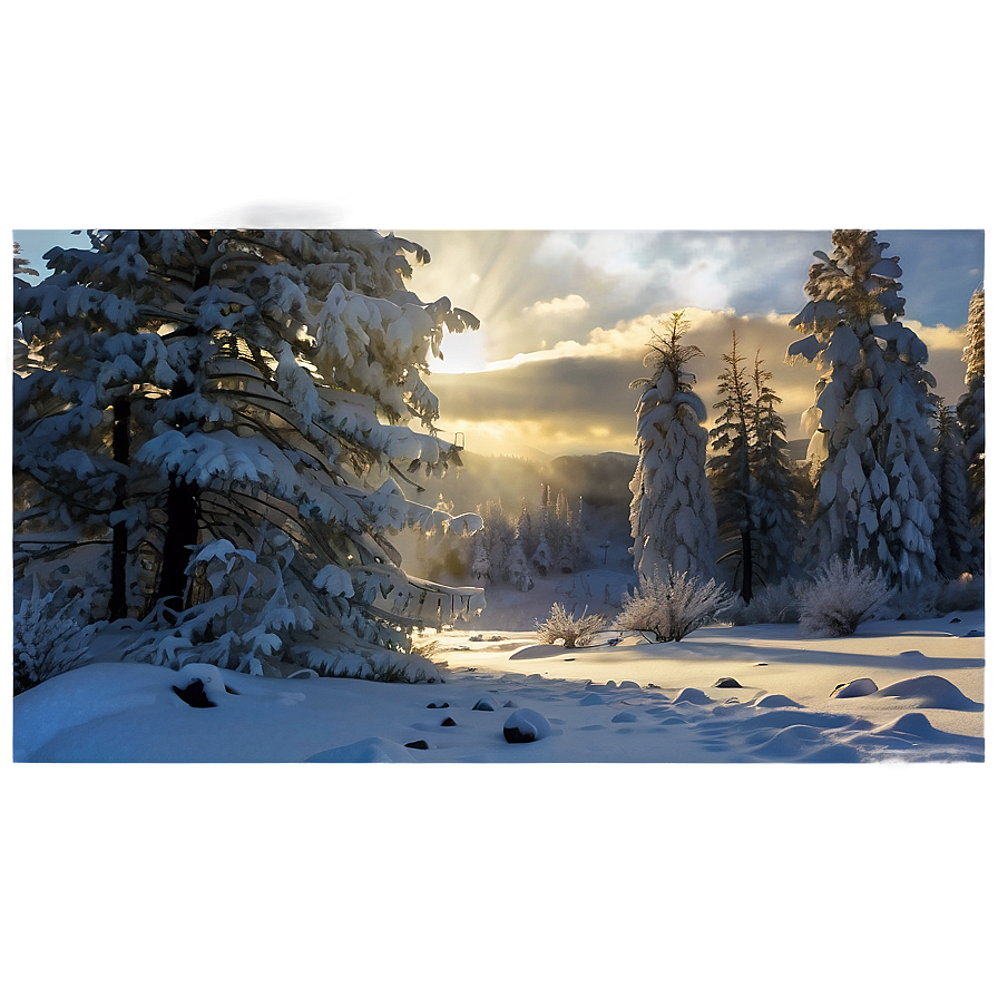 Sunny Winter Landscape PNG 06202024 PNG image with a transparent background, free high-resolution download