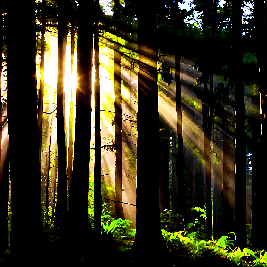 Sunrays In A Dark Forest Png Grv