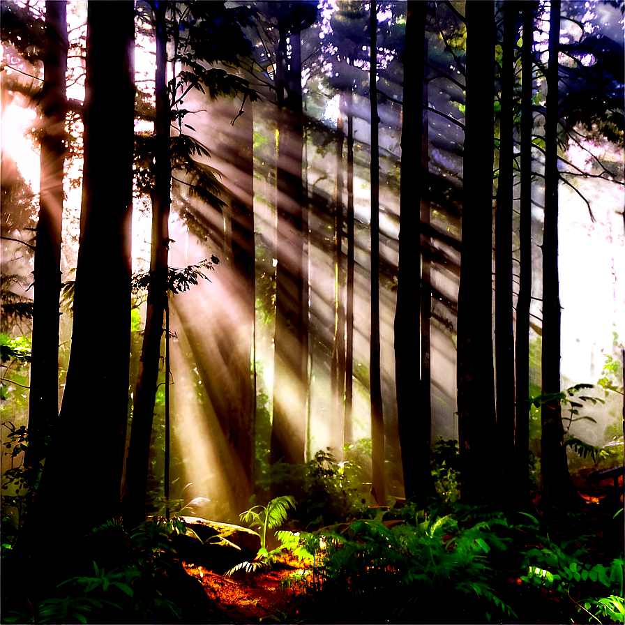 Sunrays In Misty Forest Png Cnb