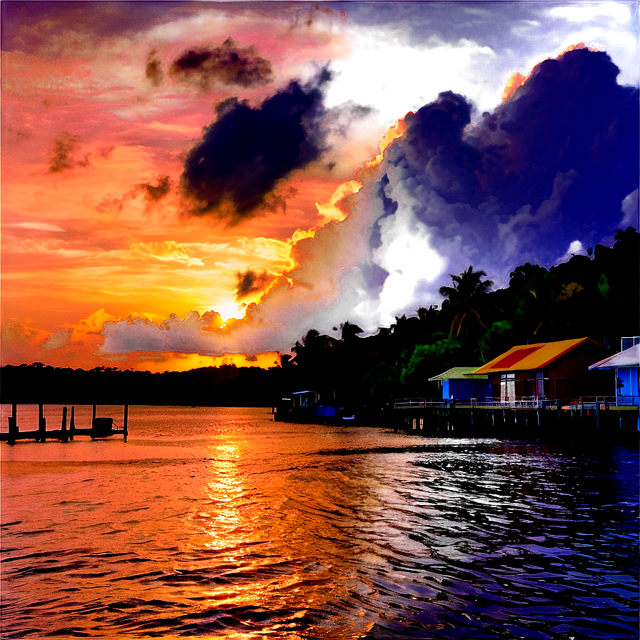 Sunset At The Dock Png Njr