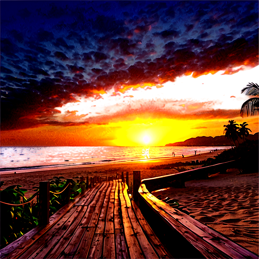 Sunset Beach Walkway PNG yxu57 PNG with transparent background
