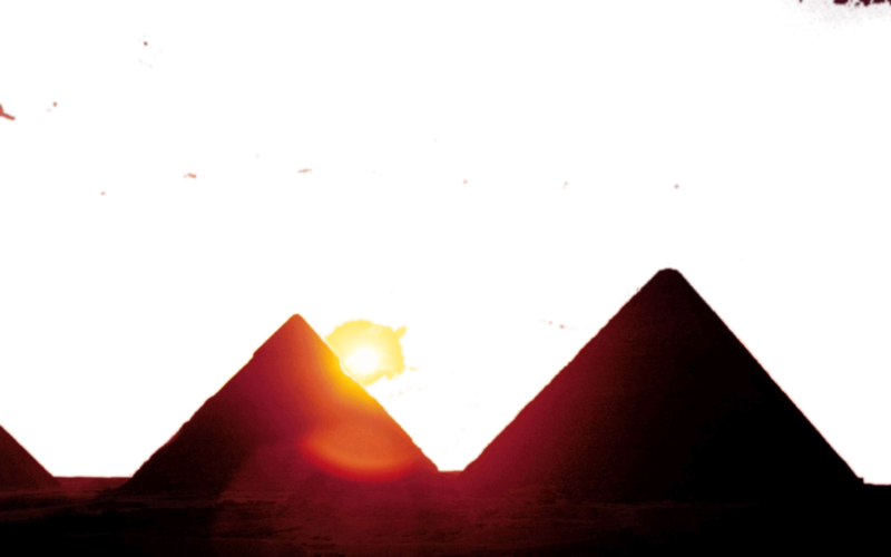 Sunset Behind Pyramids PNG with transparent background
