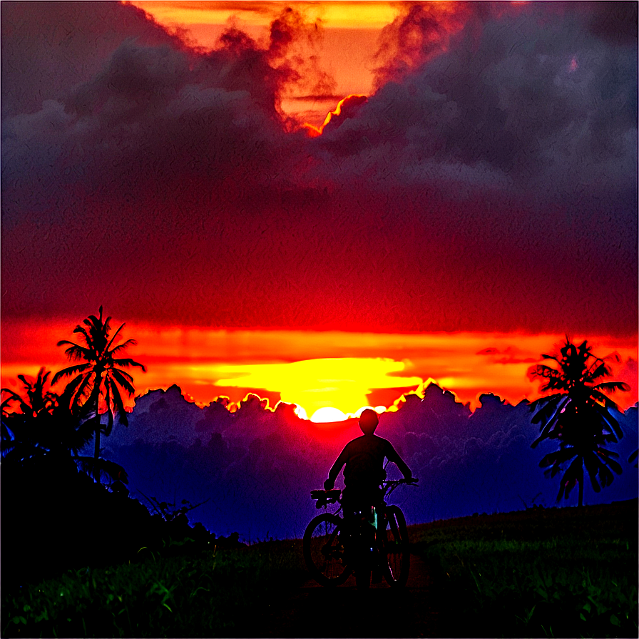 Sunset Biking Journey Png 97