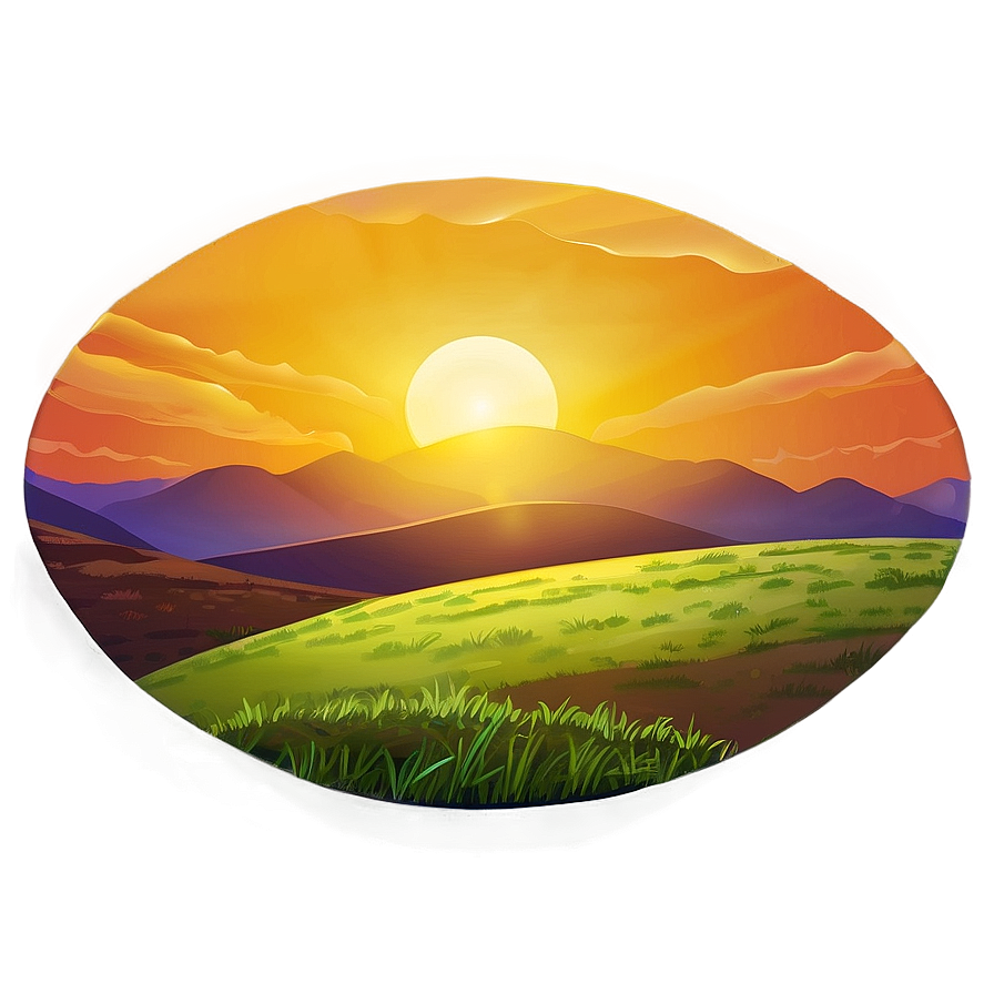 Sunset Over Hills Landscape PNG 99 PNG with transparent background