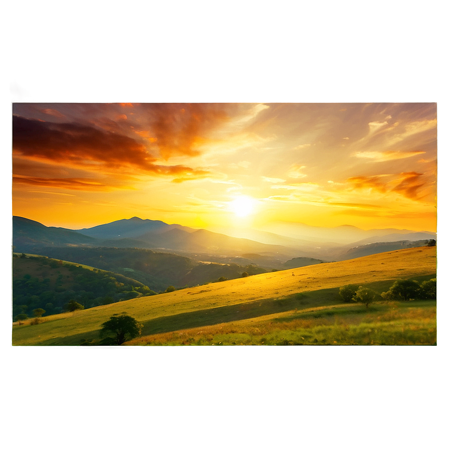 Sunset Over Hills Landscape PNG jqc25 PNG with transparent background