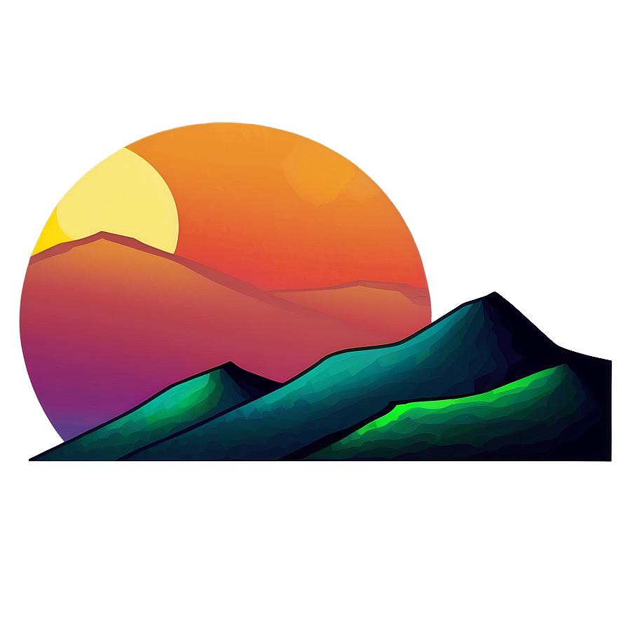 Sunset Over Hills Landscape PNG lgx PNG with transparent background