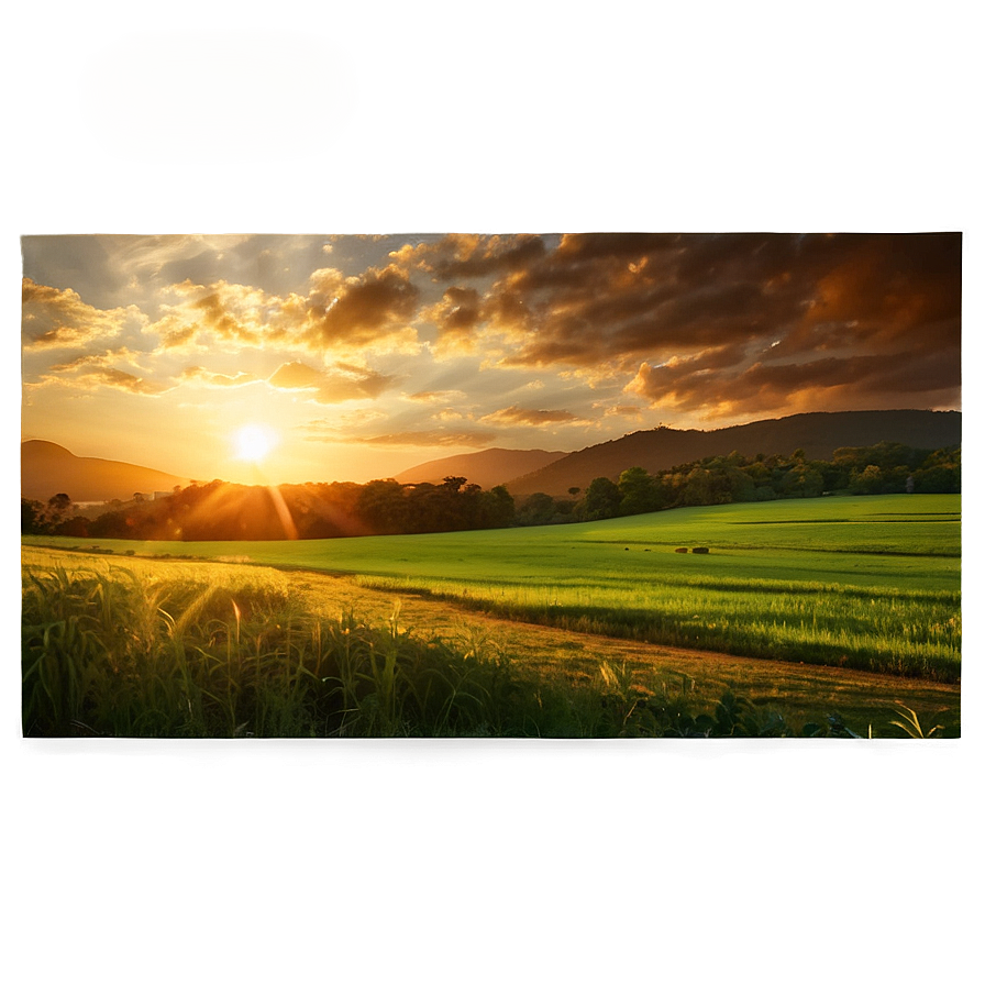 Sunset Over The Fields Png 19