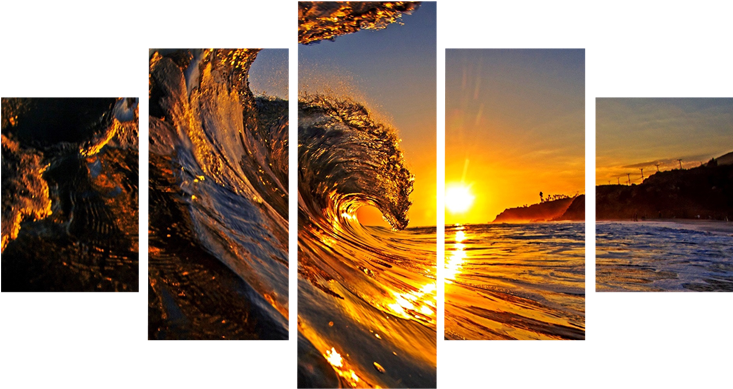 Sunset Surf Wave Panel Art