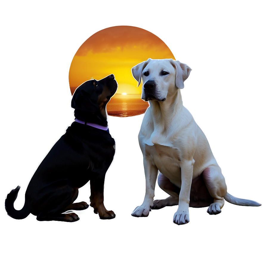 Sunset With Dogs Png Ssp